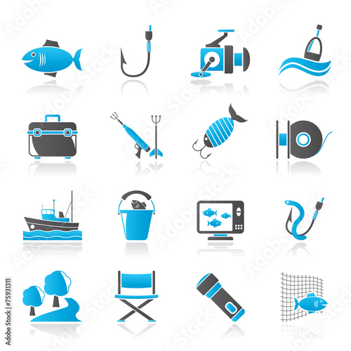 Fishing industry icons - vector icon set