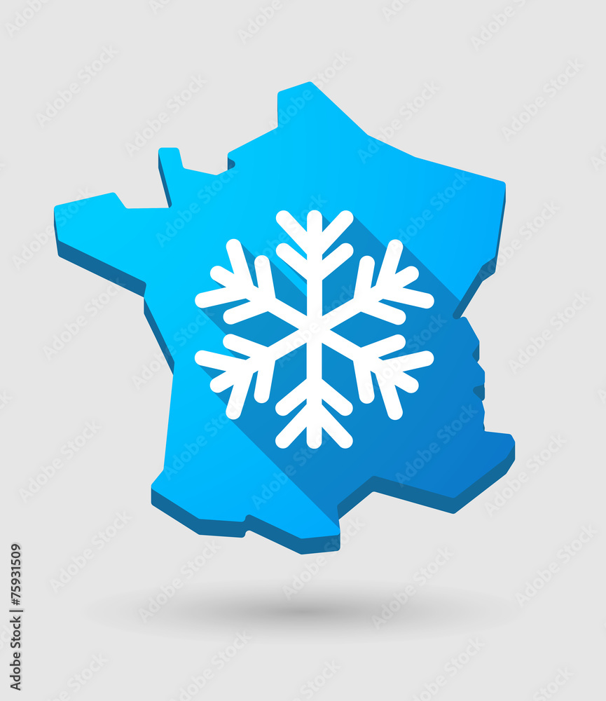 France map icon with a snow flake France map icon with a snow flake