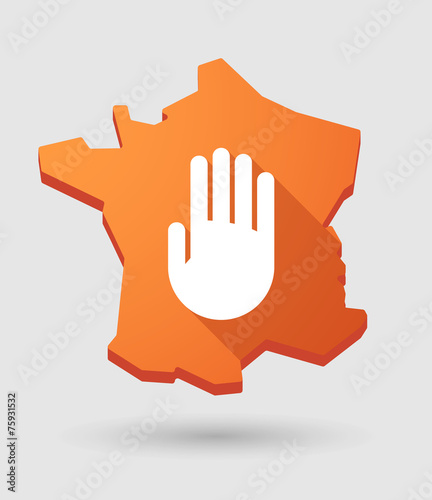 France map icon with a hand