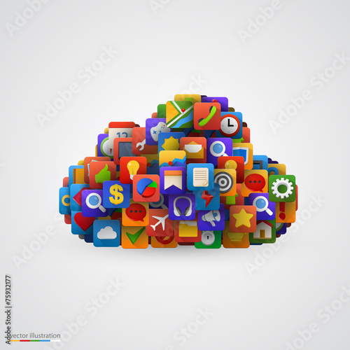 Cloud with many application icons.