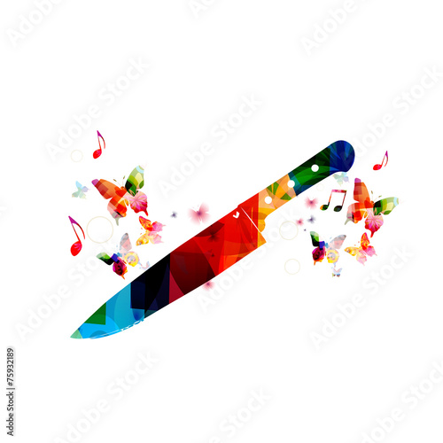 Colorful kitchen knife design with butterflies