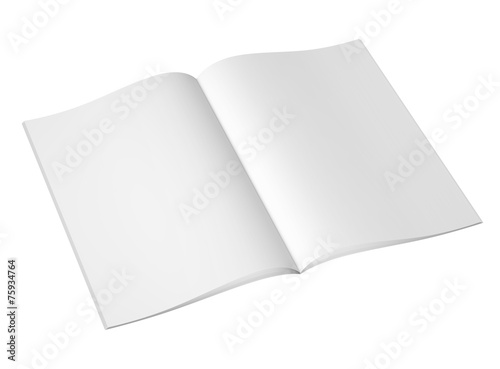 blank magazine or book on white background