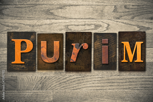 Fotografi Purim Concept Wooden Letterpress Type