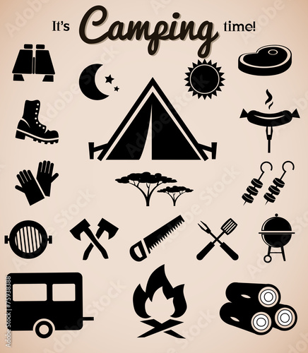 Camping vector icon set.