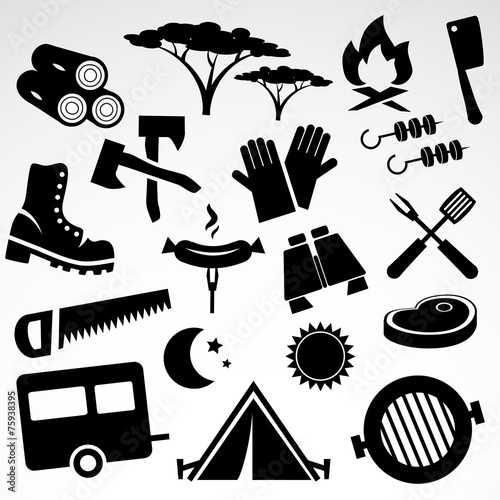 Camping vector icon set.