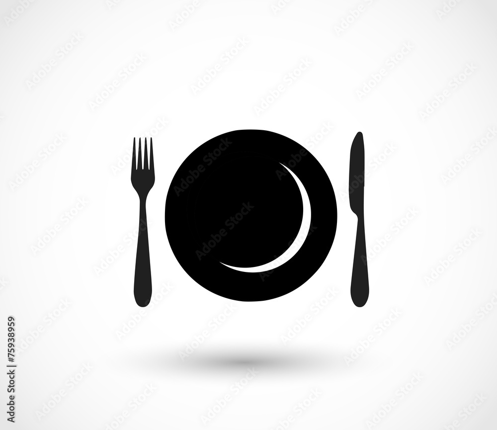 Plate fork and knife icon set vector Plate fork and knife icon set vector