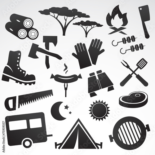Camping vector icon set.