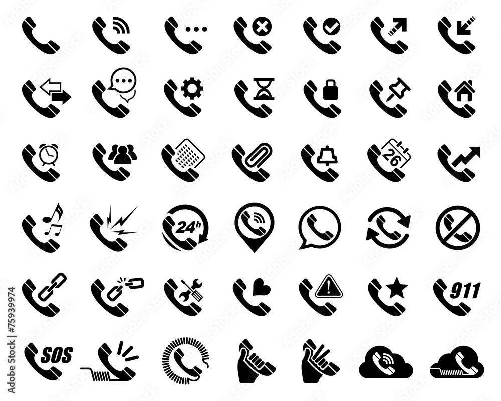 Naklejka premium collection of telephone icon isolated on white background