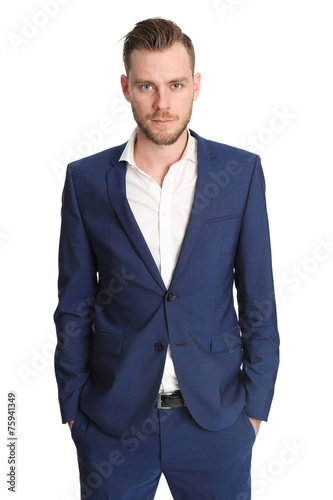 Businessman wearing a blue jacket