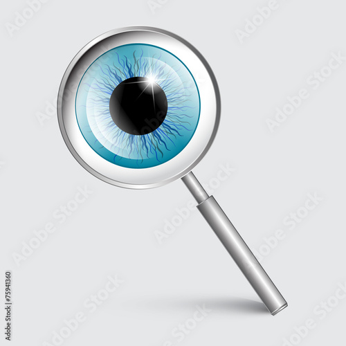 Vector Magnifying Glass with Blue Eye