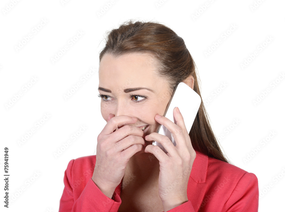 fröhliche Geschäftsfrau mit smartphone, Studio fröhliche Geschäftsfrau mit smartphone, Studio