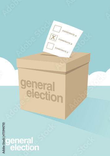 A ballot box for voting in a general election