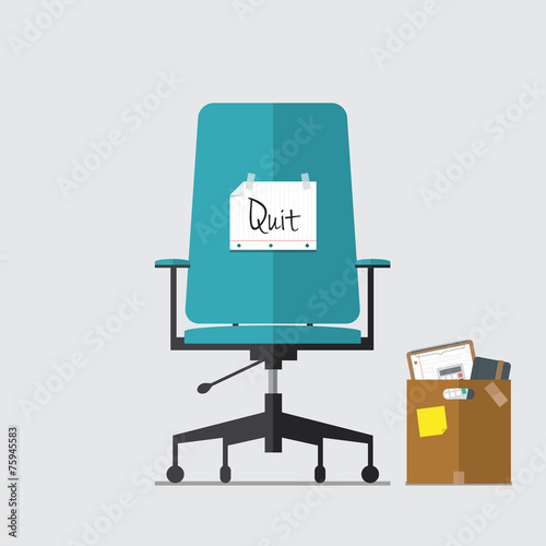 Business chair with quit message from employee