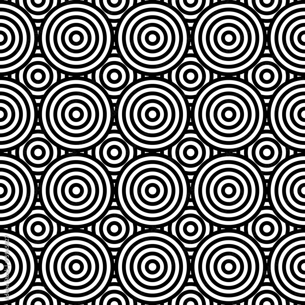 Abstract geometric seamless pattern. Different circles ornament.