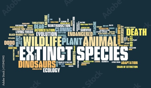 Extinct word cloud photo