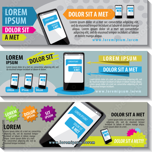 Mobile Flyer Template Set - Vector Illustration