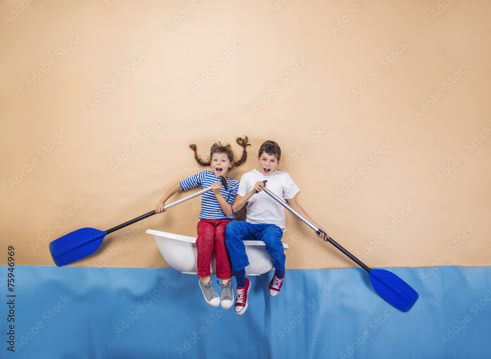 Little sailors on the sea