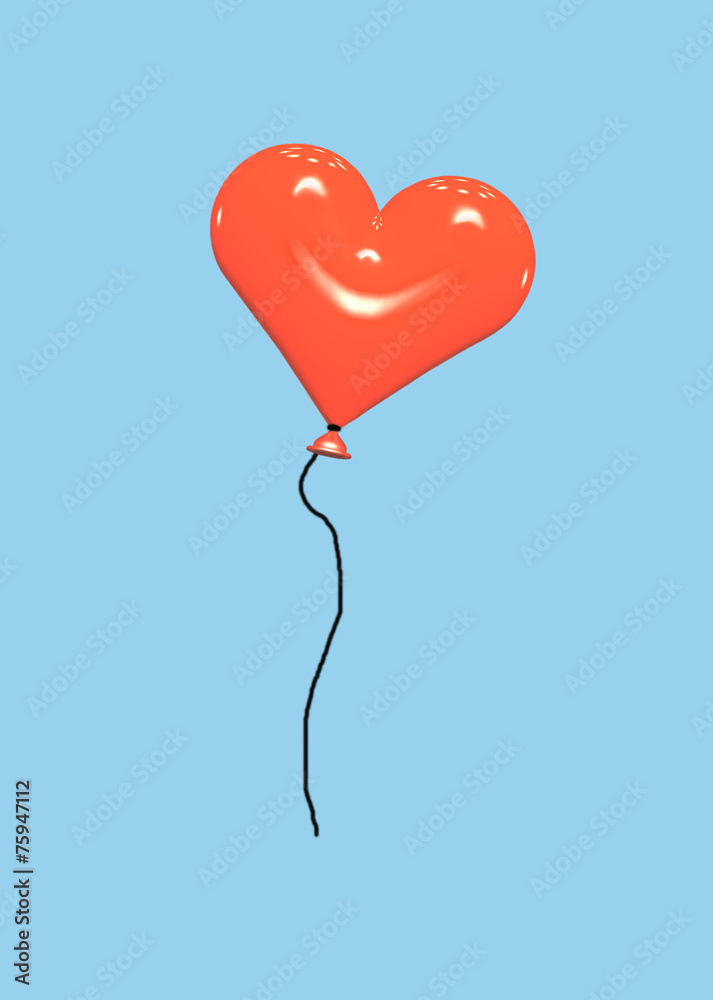 Heart balloon on a blue background.