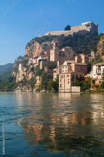 Miravet Castle and the Ebro river in Catalonia.