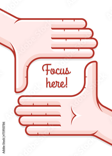 Hands taking focus frame shooting like camera. Eps10 vector