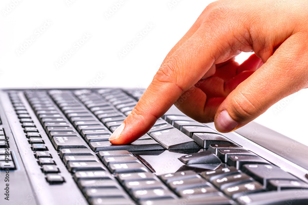 Pressing enter button on the computer keyboard Pressing enter button on the computer keyboard