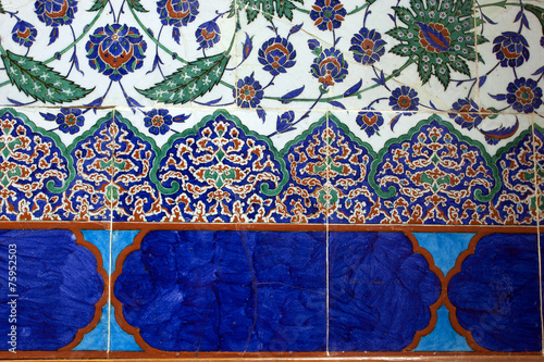 Canvas Print Ancient Handmade Turkish Tiles ,Istanbul, Turkey