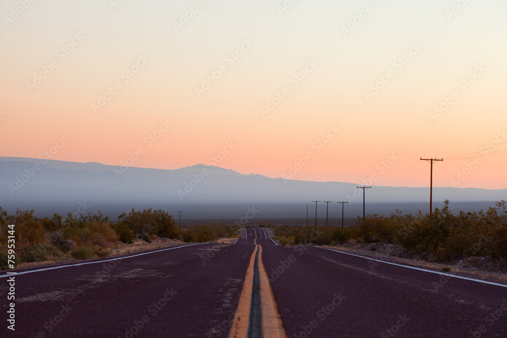Desert road in Death Valley National Park, California USA