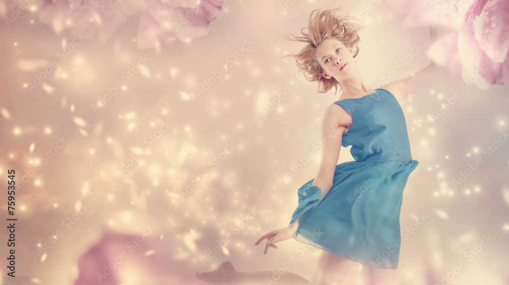 Beautiful woman in a pink peony flower fantasy Beautiful woman in a pink peony flower fantasy