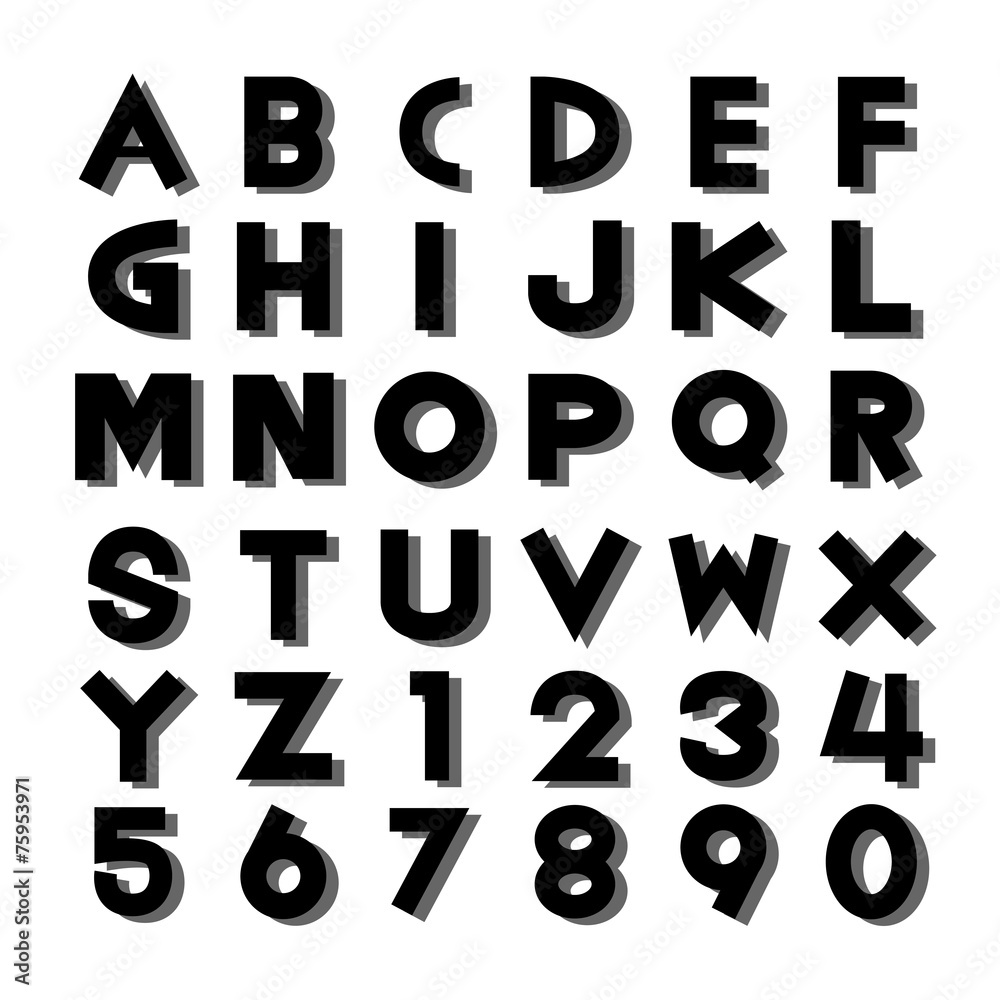 Alphabet fonts and numbers