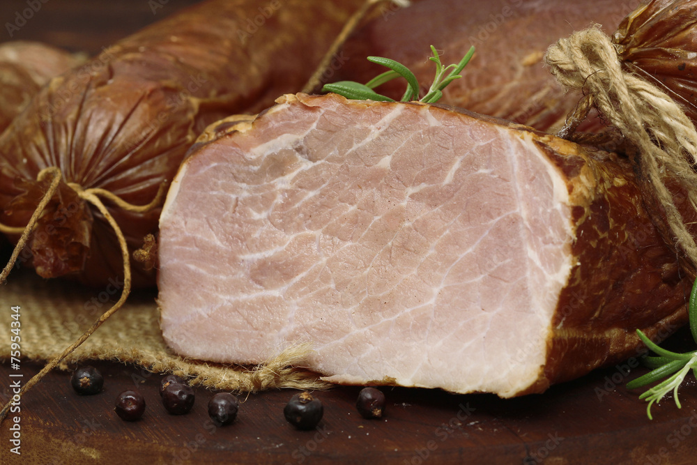  ham on wooden table