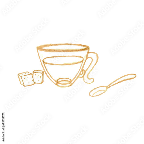 pencil sketch illustration with tea