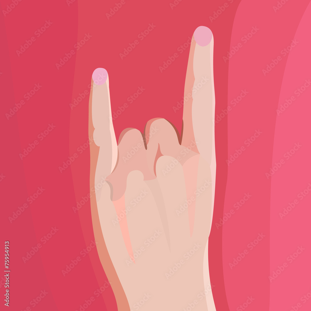 Illustration of a hand in rock and roll sign Illustration of a hand in rock and roll sign
