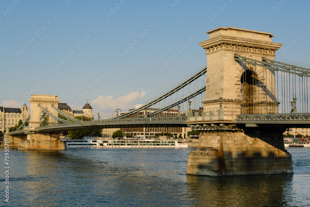 Obraz premium Chain bridge over Danube river in Budapest