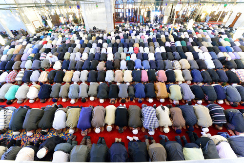 Muslims pray in the mosque Fatih