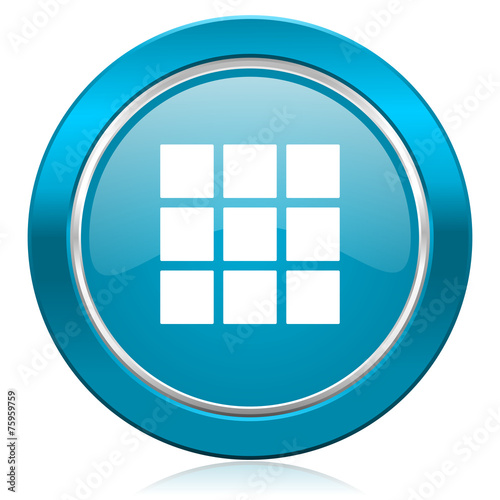 thumbnails grid blue icon gallery sign