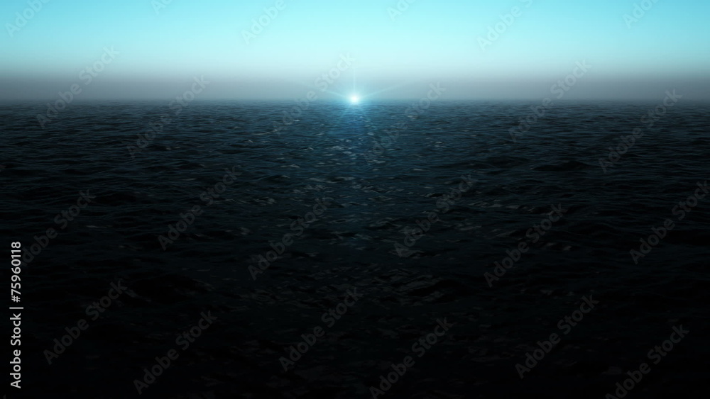 magical ocean waves video animation with light - loop HD