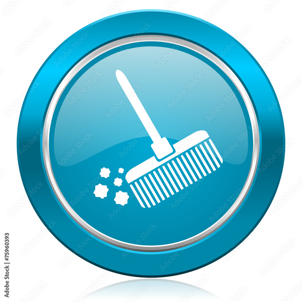 broom blue icon clean sign broom blue icon clean sign