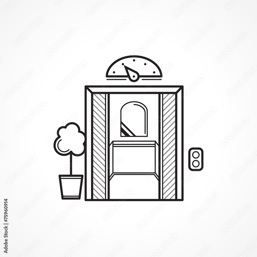 Opened elevator door black line icon Opened elevator door black line icon