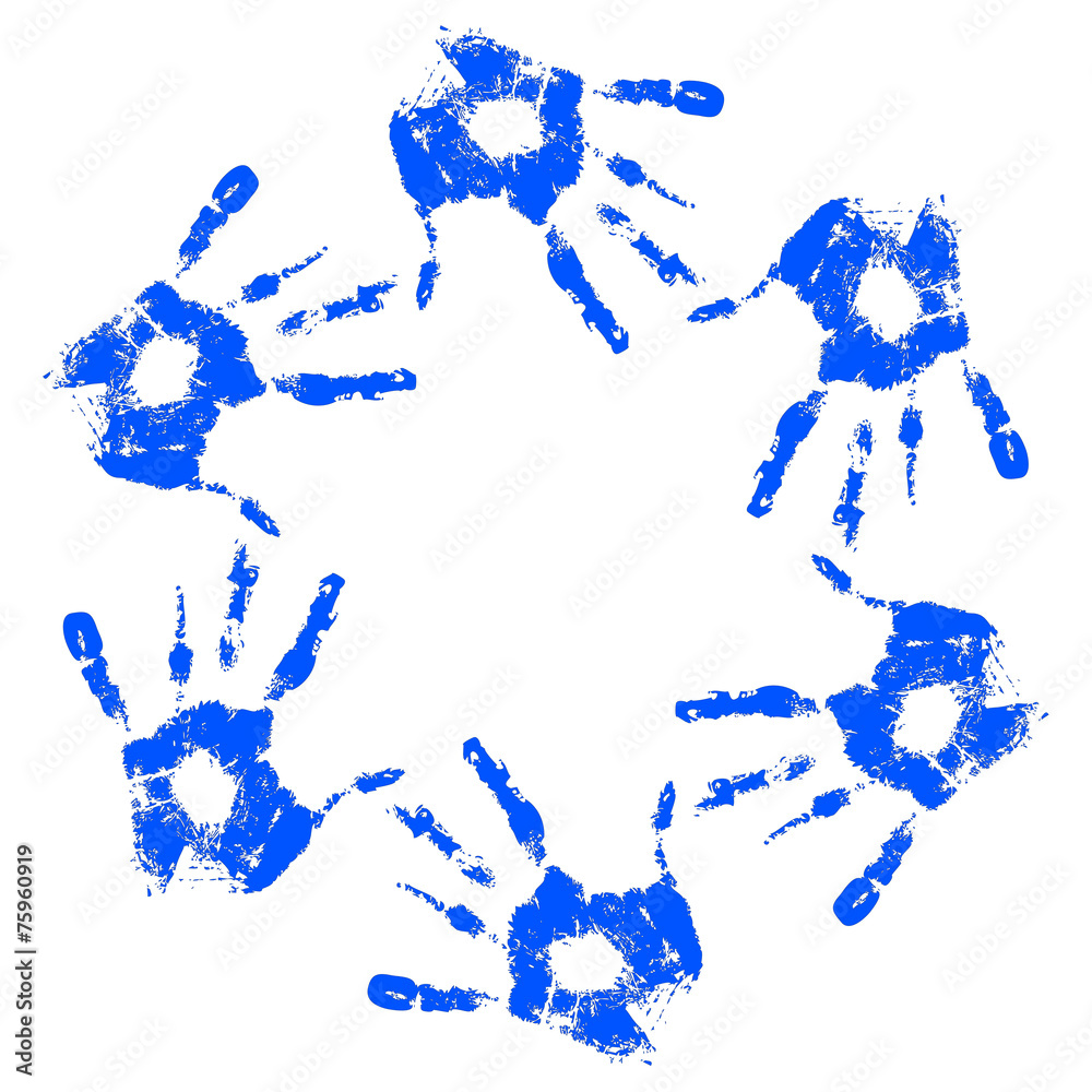 Conceptual children painted hand print isolated Conceptual children painted hand print isolated