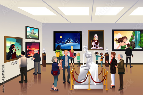 People inside a museum