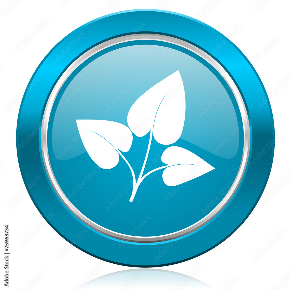 leaf blue icon nature sign