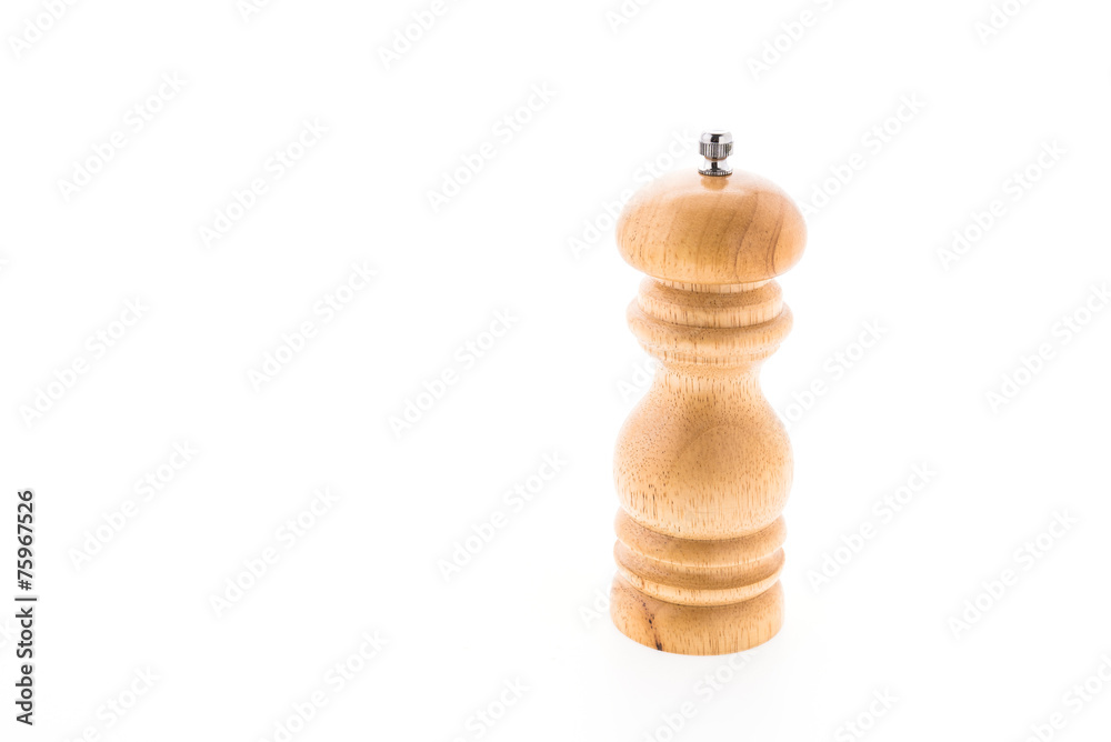 Black pepper wood bottle isolated on white background Black pepper wood bottle isolated on white background