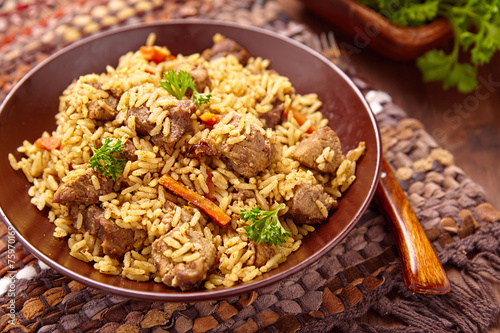 pilaf with meat and vegetables