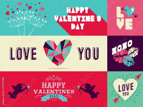 Happy Valentines Day web banner set