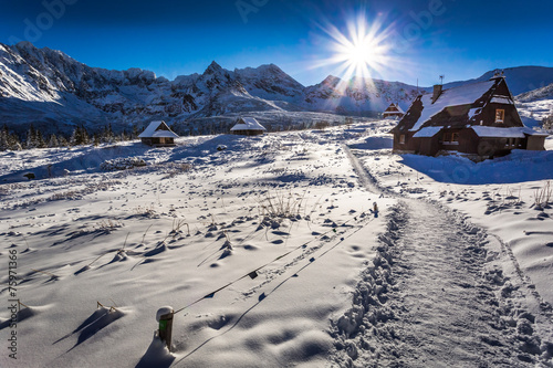 Winter mountain trail to a ...