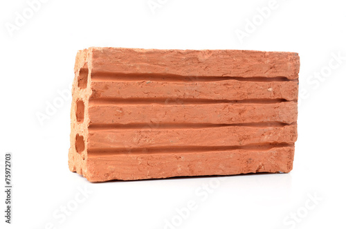 Old red brick isolated on white background © evegenesis