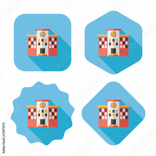 Building school flat icon with long shadow,eps10
