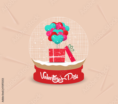 happy valentines day with gift balloon heart globe