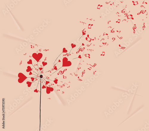 dandelions hearts and music valentines romantic background
