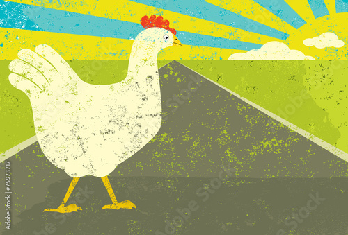 Chicken crossing the road